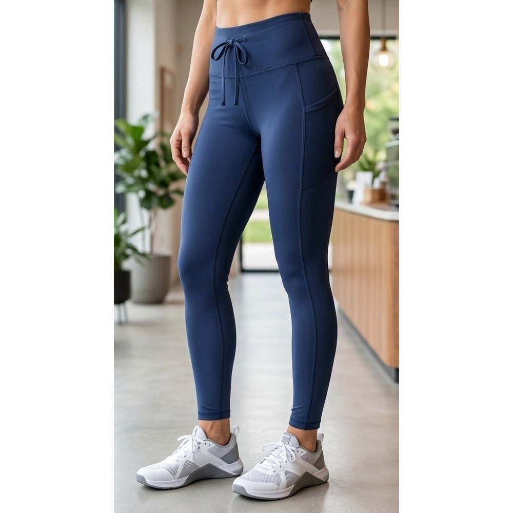 Stoic Fleece Lined High Rise Leggings Women's M Blue SICZ2H0 Drawstring Pocket